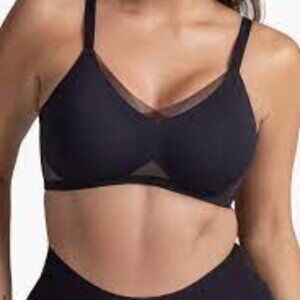 Honeylove Sz LG Black CrossOver Bra EUC Back & Side Smoothing 2 Way Straps 34DD